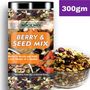 mickno organics 300 Gm Berry & Seed Mix Trail Mix Protein Mix - Chia Seeds , Flax Seeds , Cranberry , Blueberry , Pumpkin Seeds , Sunflower Seeds , Red Cherry Healthy Breakfast Mixed Seeds