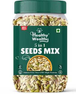 Healthy Wealthy Seeds Mix for Immunity Booster | 5 Super Seeds in 1 Mix | Mixed Seeds, Pumpkin Seeds, Roasted Flax Seeds, Watermelon Seeds, Sunflower Seeds, Chia Seeds, Sesame Seeds