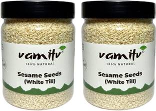 vamitv White Sesame Seeds (Safed Til) Pack of 2 (300+300gm) 600gm | 100% Natural White Sesame Seeds