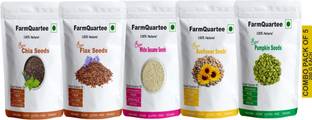 FarmQuartee Chia Seeds, Flax Seeds, Sesame Seeds, Sunflower Seeds, Pumpkin Seeds, Chia Seeds, Brown Flax Seeds, Sesame Seeds, Sunflower Seeds, Pumpkin Seeds