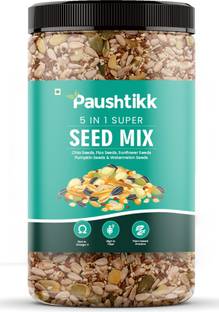 paushtikk Natural Premium 5 in 1 Raw Superfood Mix Seeds Chia Seeds, Pumpkin Seeds, Brown Flax Seeds, Sunflower Seeds, Watermelon Seeds