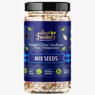Royal foodery 5 in 1 Super Seeds Mix - Rich in Protein & Fibre Superfood | Healthy Snacks Chia Seeds, Sunflower Seeds, Pumpkin Seeds, Watermelon Seeds, Brown Flax Seeds