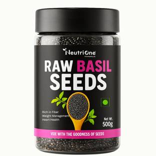 NeutriOne Raw Basil Seeds | Rich in Fiber & Omega-3 |Sabja Seeds for Weight Loss & Detox Basil Seeds