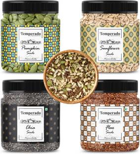 Temperado 4SEEDSCOMBO100GMJAR Pumpkin Seeds, Sunflower Seeds, Chia Seeds, Brown Flax Seeds