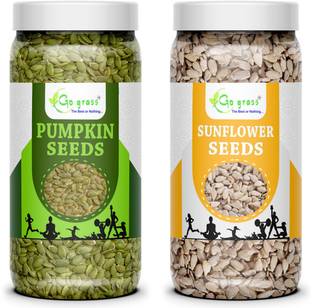 GO GRASS Sunflower seeds - 300 grams | Raw pumpkin seeds - 300 grams| Immunity Combo | All Premium. Sunflower Seeds, Pumpkin Seeds