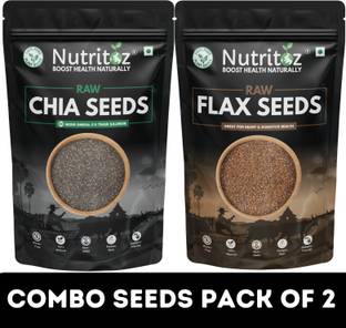 Nutritoz Raw Chia Seeds & Flax Seeds Combo Pack | 100GM Each Pack of 2 | Chia Seeds, Brown Flax Seeds