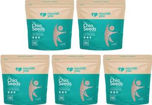 Nourish You Chia Seeds Rich in Protein, Omega 3, Fibre, Zinc and Calcium 150G Each Black Chia Seeds