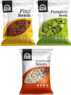 WONDERLAND 450g Combo Pack (Pack of 3) (150g Each) Brown Flax Seeds, Pumpkin Seeds, Sunflower Seeds