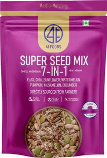 41 foods 7-in-1 Seeds Mix with Soya Nuts | High in Protein & Rich in Omega-3 Superfood | Chia Seeds, Brown Flax Seeds, Pumpkin Seeds, Sunflower Seeds, Watermelon Seeds, White Sesame Seeds