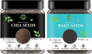 SEEDARIA CHIA AND BASIL Combo, Best for omega 3 , Highly nutrient Chia and Sabja seeds Chia Seeds, Basil Seeds