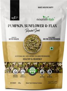 nourishvitals Pumpkin, Sunflower and Flax Roasted Seeds,100% Natural & Premium Quality, No Added Preservatives, Crunchy Perfection Mixed Seeds