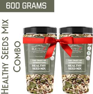 BLK FOODS 600g Seed Mix | Protein Rich Healthy Snacks | Seeds Mixture | (300g X 2) Pumpkin Seeds, Sunflower Seeds, Watermelon Seeds, Brown Flax Seeds