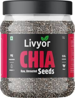 LIVYOR Raw Chia Seeds for Weight loss with Omega 3 and Fiber, Rich in Calcium Unroasted Chia Seeds