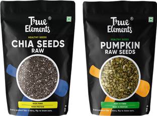 True Elements Raw Chia Seeds and Raw Pumpkin Seeds combo | Edible seeds for weight loss Chia Seeds, Pumpkin Seeds