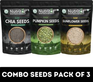 Nutritoz Raw Chia Seeds, Pumpkin Seeds & Sunflower Seeds Combo 100GM Pack of 3 Chia Seeds, Pumpkin Seeds, Sunflower Seeds