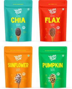 Yogabar Premium seeds 1kg, combo pack of 4, Flax seeds, Chia Seeds, Pumpkin Seeds, Sunflower Seeds