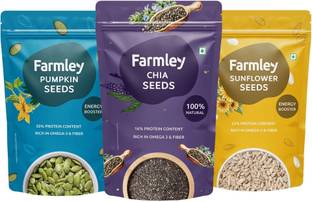 Farmley Premium Chia Seeds- 200g | Sunflower Seeds- 200g | Pumpkin Seeds- 200g Combo Of- Chia Seeds, Pumpkin Seeds, Sunflower Seeds