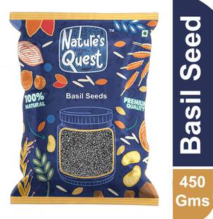 Nature’s Quest Pure Basil Seeds 450gms - tukmalanga seeds | Sabja Seeds | for Eating Basil Seeds