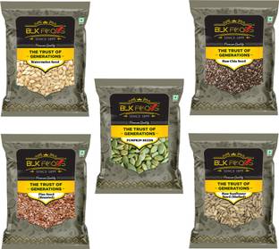 BLK FOODS Combo of All Seeds Pack- Chia, Pumpkin, Sunflower, Flax, Watermelon 200gm each Brown Flax Seeds, Chia Seeds, Pumpkin Seeds, Sunflower Seeds, Watermelon Seeds