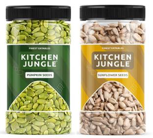 Kitchen Jungle Raw Pumpkin and Sunflower Seeds Combo Pack 400 Gm Each Sunflower Seeds, Pumpkin Seeds