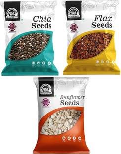 WONDERLAND Foods (Device) Raw Chia Seeds, Flax Seeds and Sunflower Seeds 450g Combo Pack (Pack of 3) (150g Each) Brown Flax Seeds, Chia Seeds, Sunflower Seeds