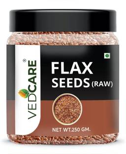 Vedcare Raw Flax Seeds (Alsi), 250g- Flax Seeds for Hair Growth, Diet Food & Eating Brown Flax Seeds