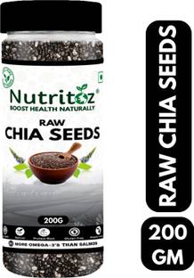 Nutritoz Natural Raw Chia seeds for Weight Loss with Omega 3, Fiber,Calcium and Zinc (200 g) Chia Seeds, Black Chia Seeds