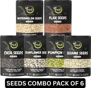 Nutri Hut Super Seeds Combo Pack of 6 Chia Seeds, Pumpkin Seeds, Sunflower Seeds, Watermelon Seeds, Sesame Seeds, Golden Flax Seeds