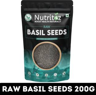 Nutritoz Raw Basil Seeds for Weight loss with Omega 3 | Sabja Seeds | Tukmaria Fiber Rich Basil Seeds