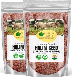 Bliss of Earth 2x200gm Halim Seeds Organic For Eating, Aliv Seeds For hair & Immunity Booster Foods Pack Of 2 Garden Cress Seeds