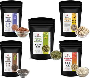 BRALCON Chia Seeds, Watermelon Seeds , Pumpkin Seeds, Sunflower Seeds, Flax Seeds Combo| Mixed Seeds