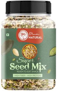 Plum Natural Premium 7 in 1 Roasted seeds mix Immunity Booster weight loss Healthy snacks Chia Seeds, Sunflower Seeds, Pumpkin Seeds, Sweet Basil Seeds, Brown Flax Seeds, Sesame Seeds, Sweet Basil Seeds
