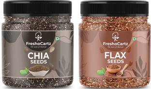 FreshoCartz Chia and Flax Seeds Combo For Eating | Seeds Combo Pack 250gm each | Chia Seeds, Brown Flax Seeds