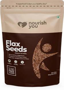 Nourish You Flax Seeds | Rich in Omega 3, Calcium and Fatty Acid - 1 KG Brown Flax Seeds