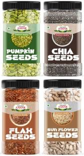 Nature Aahar organic seeds combo chia ,sunflower , pumpkin, flax seeds (250gm each) Black Chia Seeds, Sunflower Seeds, Pumpkin Seeds, Roasted Flax Seeds