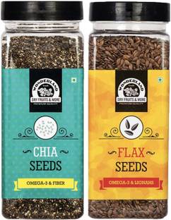 WONDERLAND Foods Roasted Flax Seeds and Chia Seeds, 400g (Pack of 2) Roasted Flax Seeds, Chia Seeds