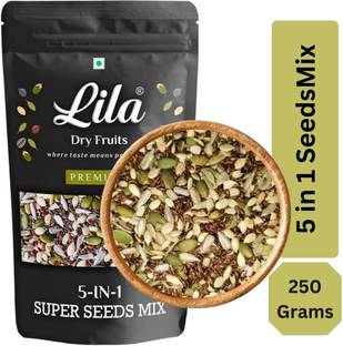 lila dry fruits Seeds Mix (5 in 1) | Mixture of Pumpkin, Sunflower, Flax, Chia, Water Melon Seeds| Healthy Sancking| Good For Weight Loss| 250gm Pumpkin Seeds, Watermelon Seeds, Sunflower Seeds, Chia Seeds, Brown Flax Seeds