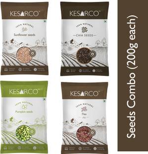 KESARCO Healthy Seeds Combo - Chia, Pumpkin, Sunflower and Flax (200 g Each) Mixed Seeds