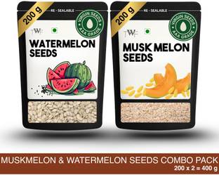 TWF Muskmelon & Watermelon Seeds Combo | Magaj Combo | Healthy, Raw & Crunchy Virgin Muskmelon Seeds, Watermelon Seeds