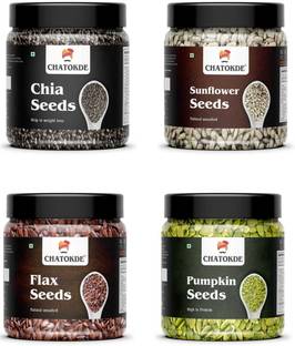 CHATOKDE Dried Pumpkin, Flax, Chia & Sunflower Seeds Combo 250g each Mixed Seeds
