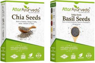 Attar Ayurveda Chia seeds and Basil seed combo pack (500 grams each) for weight loss Chia Seeds, Basil Seeds