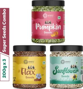 AMAYU Raw Pumpkin | Sunflower | Flax Seeds for Hair | Weight Loss | Eating | Mix Combo Pumpkin Seeds