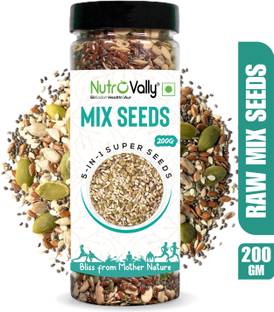 NutroVally Raw Mix Seeds for Immunity Booster Chia Seeds, Flax Seeds, Pumpkin Seed, Sunflower Seeds and Watermalon Seeds Mixed Seeds