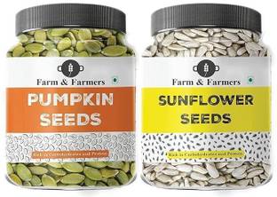 Farm & Farmers Raw Sunflower and Pumpkin Seeds -125G Each Combo Pack of Seeds for Weight Loss Pumpkin Seeds, Sunflower Seeds