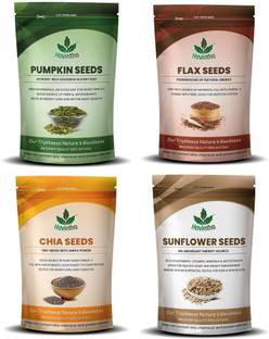 Havintha Natural Sunflower, Pumpkin, Chia, Flax Seeds - Each 100 Grams (Combo Pack of 4) Pumpkin Seeds, Chia Seeds, Sunflower Seeds