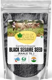 Bliss of Earth Black Sesame Seeds Unhulled kaale til Organic fresh fiber Rich Great for Cooking Black Sesame Seeds
