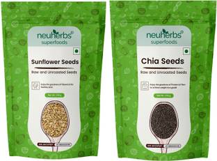 Neuherbs Sunflower & Chia seeds combo (Raw Sunflower Seeds for Eating,High in Protein and Fiber- 200g & Raw Unroasted Chia Seeds with Fiber for Weight loss Management- 200g) Sunflower Seeds, Chia Seeds