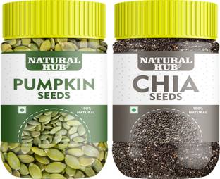 Natural Hub Chia & Pumpkin Seeds Combo with Omega 3, Zinc, Calcium for weight loss, Each150g Pumpkin Seeds, Chia Seeds