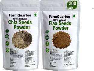FarmQuartee Pure And Natural CHIA SEEDS And Flax Seed Powder (Alsi) for weight loss Omega 3 Chia Seeds, Brown Flax Seeds