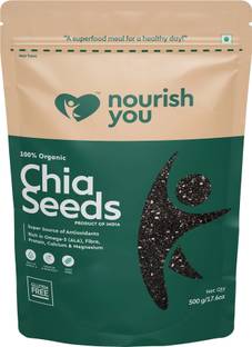Nourish You Raw Chia Seeds with Omega 3, Calcium Rich, Zinc and Fiber for Weight Loss Black Chia Seeds